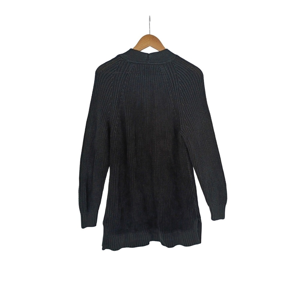 GAP 100% Cotton True Black L Longline Shawl Collar Cardigan Sweater Minimalist - Picture 4 of 8